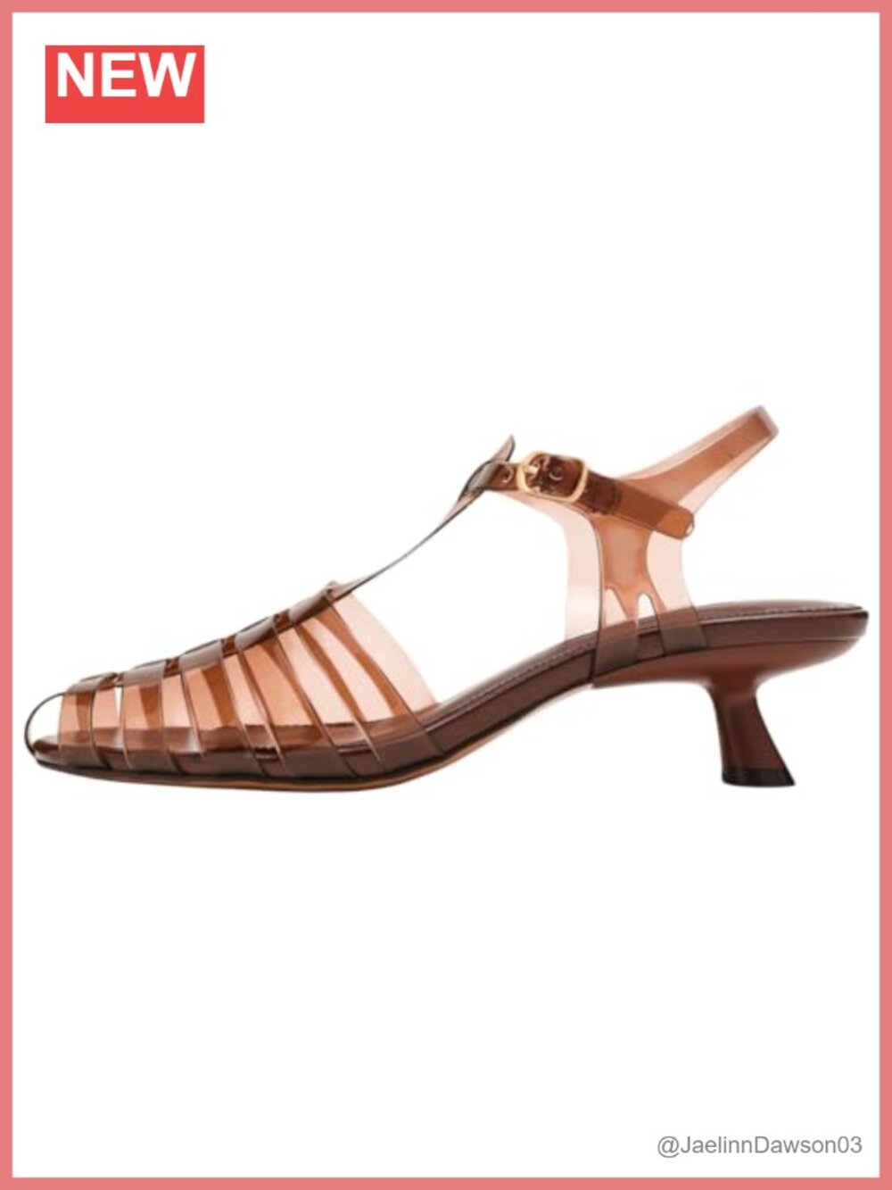 Women Jelly Kitten Heels Sandals Clear Transparent Cage Open Toe Adjustable